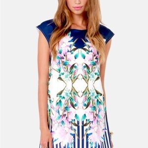 Honey Punch Floral Dress Blue Pink Small